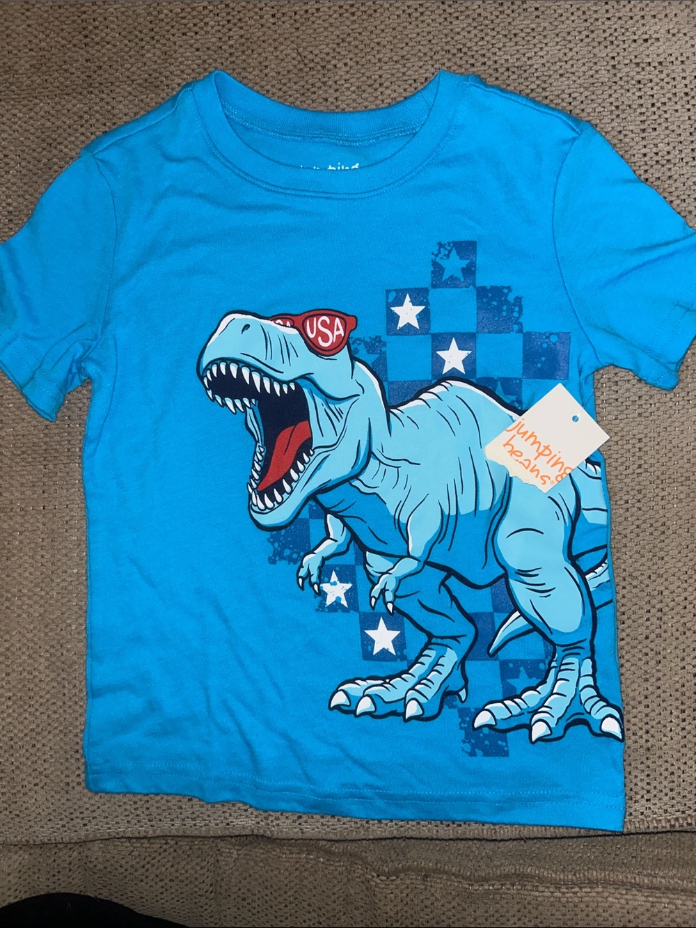 jumping beans Bright Blue Dino Tee with USA Accent